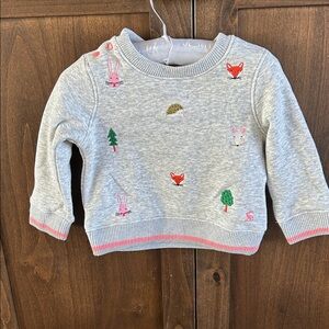 Joules Gray Sweatshirt with Animal and Tree Embroidery